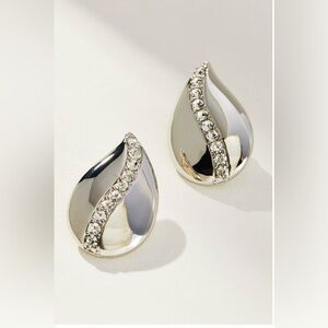 NWT Anthropologie Pavé Droplet Post Earrings - Silver - Brand  New!